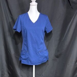 Blue V-Neck Short Sleeve Scrub Top